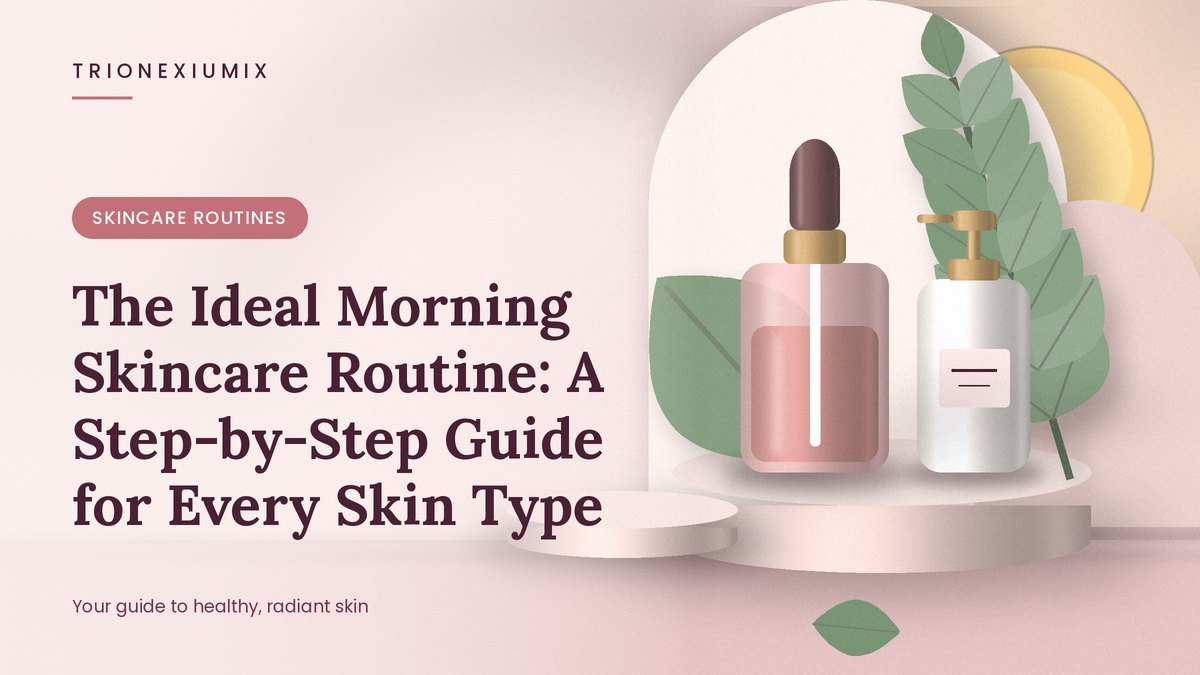 Serum dropper bottle and pump bottle on a blush-pink podium with a glowing sun and green leaves