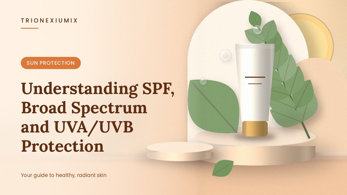 Skincare tube on a peach podium with a glowing sun, water droplets and green leaves
